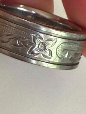 8mm Hawaiian Scroll Titanium Wedding Ring with Two Engraved Line Size 10
